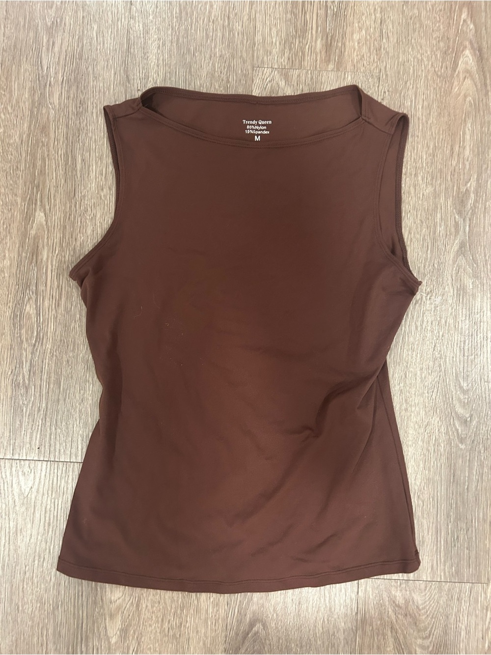 Trendy Queen Crewneck Sleeveless Tank - Chocolate Brown